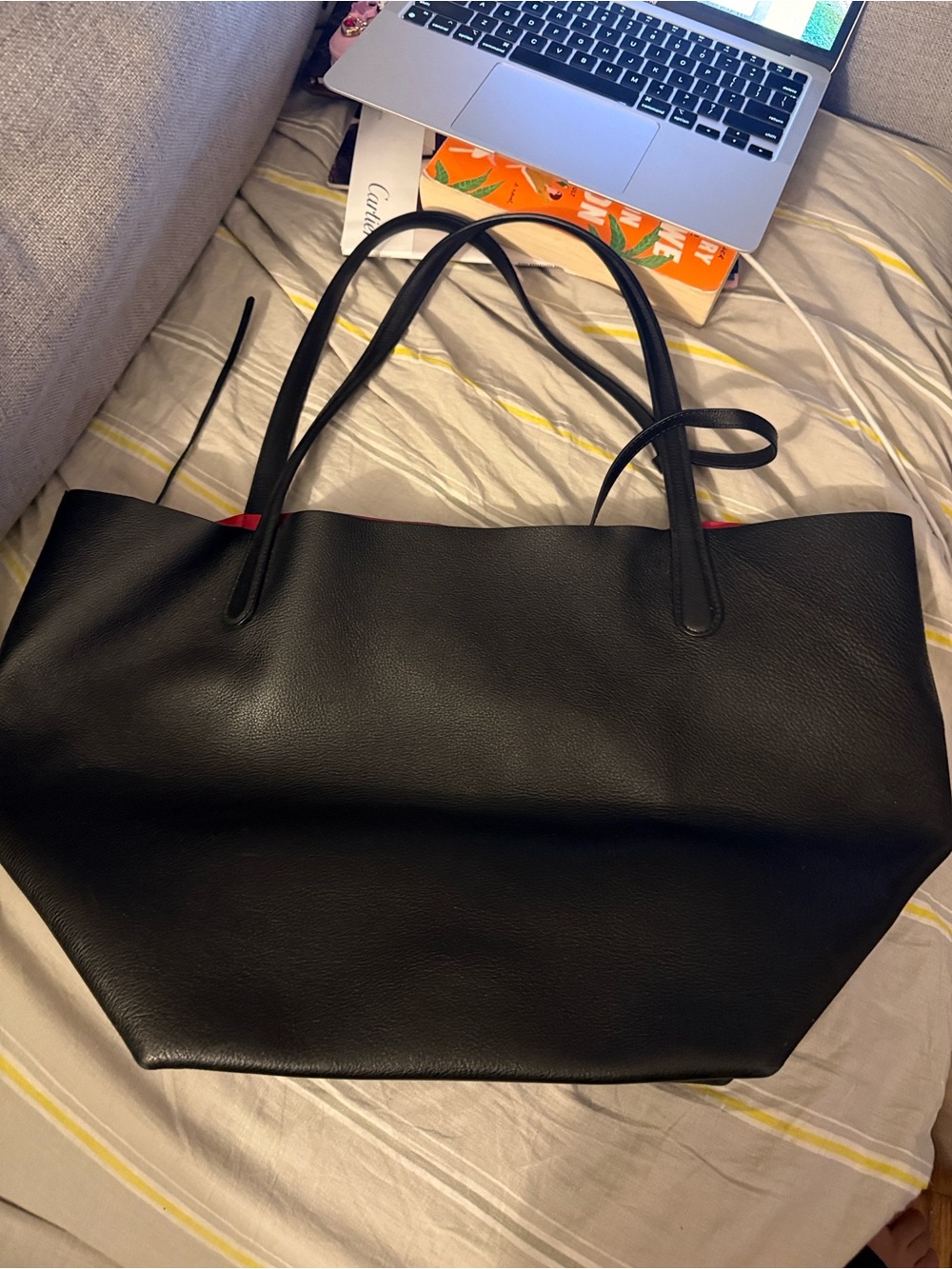 Mansur Gavriel Everyday Soft Leather Tote in BLACK - Picture 2 of 8